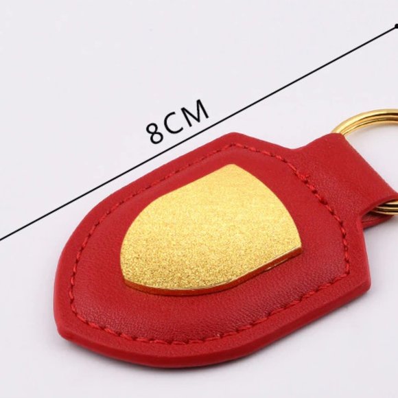 Python Green PORSCHE STUTTGART HOTROD Leather Crest KeyRing Key Chain - Picture 9 of 9